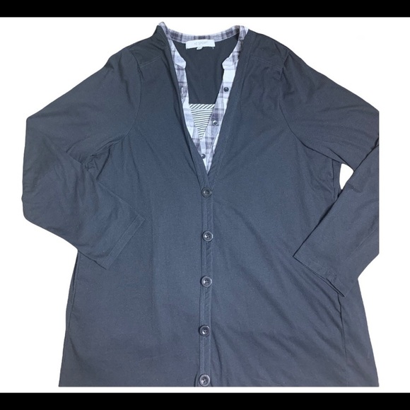 REITMANS AE Sport 3 In 1 Button Front Peekaboo Twofer Top Plaid/Black Size 2X - Picture 6 of 10